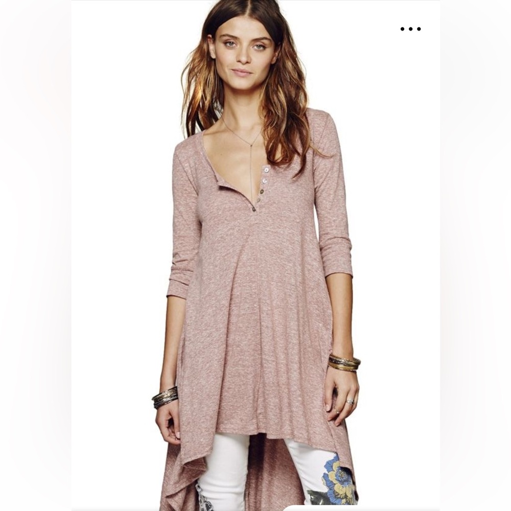 Free People Beach Drippy Henley in rose- worn about 3 times